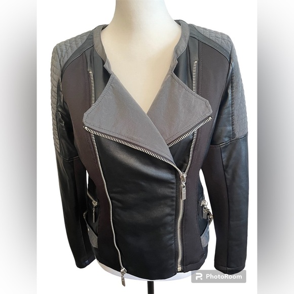 L’Atelier Black Vegan Leather Quilted Moto Jacket, Size Small, Biker Grunge Sexy - Picture 4 of 10